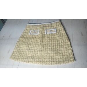 Yellow Ribbon Tweed Mini‎ Skirt With White Trim X-small/Small Knock Off